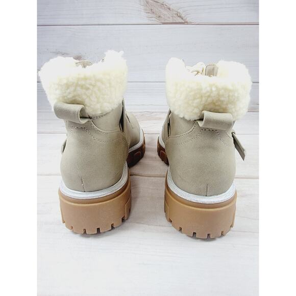 Womens Nautica Evona Ankle Hiker Boots Lace Up Beige Taupe Faux Suede Sz 7.5 - Picture 4 of 16